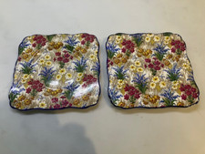 Pair of vintage Royal  Winton Grimwades Marguerite Chintz side plates