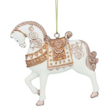 Gisela Graham Horse Christmas Tree Decoration Hanging Ornament Gold Cream Horse
