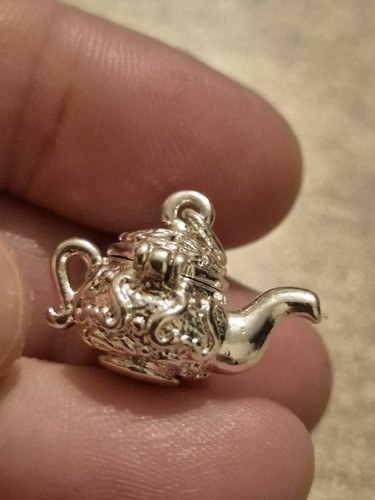 Teapot sterling silver charm - sterling,