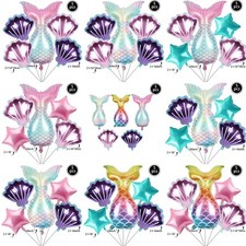 5pcs Mermaid Tail Balloons Sea Shell Balloon Foil Helium Display Birthday Party