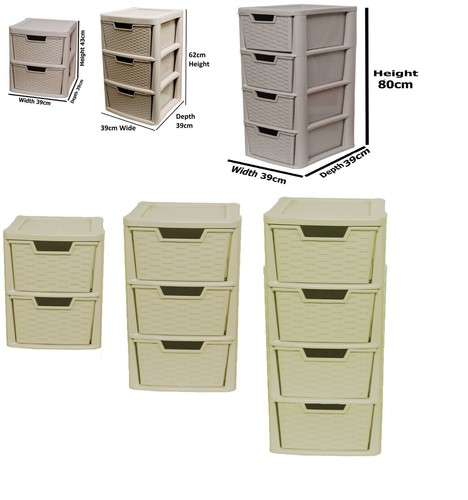 Large plastic rattan drawer - large,