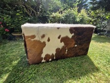 Stunning COW HIDE LEATHER Ottoman BENCH Seat