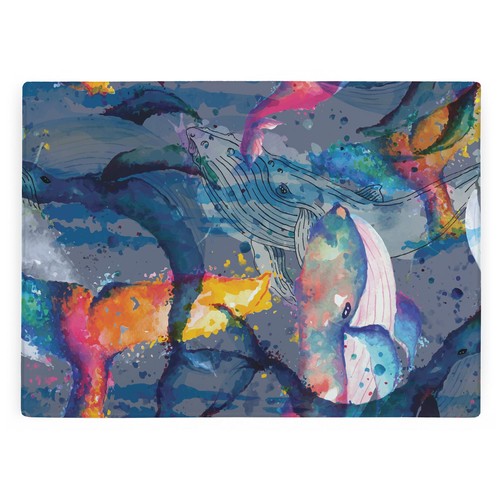 Painted whales large glass - painted,