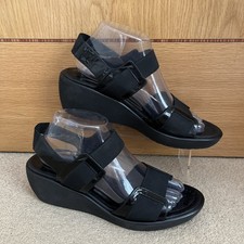 Russell & Bromley Donald J Pliner NONA Black Patent Wedge Sandals UK 6.5 /US 8.5