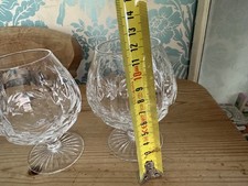 Quality Crystal Glass 2 x Hand Cut Brandy Glasses
