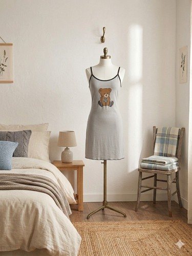 Gray teddy nightgown women - gray,