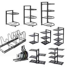 Iron Saucepan Pot Pan Storage Shelf Rack Holder Kitchen Cupboard Organiser Stand