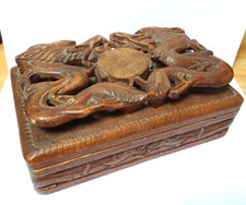 Vintage Chinese carved dragon wooden box