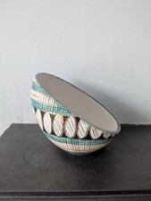 MCM Italian Pottery Seta Aldo Londi Bitossi Sgraffito Bowl Dish Gold/Blue Decor