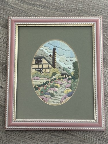 Vintage framed embroidery - vintage,