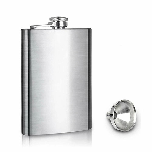 Stainless steel hip flask with - steel,