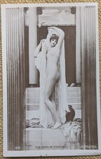 'The Bath of Psyche' by Leighton, Risque Glamour Woman, Beagles Art Postcard