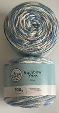 Blue mix Rainbow aran cakes 2 x 100g balls So Crafty yarn 200g knit 20% wool