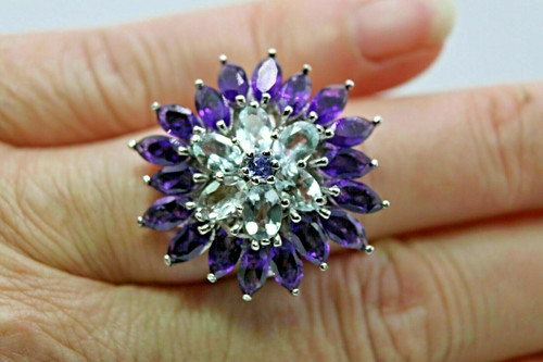 Silver ring amethyst - silver,
