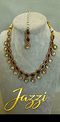 Indian kundan teardrop red - teardrop,