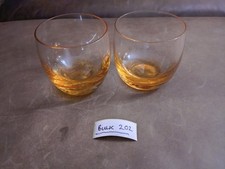 Denby Fire Cinnamon Whiskey Glass Qty 2 Crystal Glasses 3 3/4 Inch BULK202