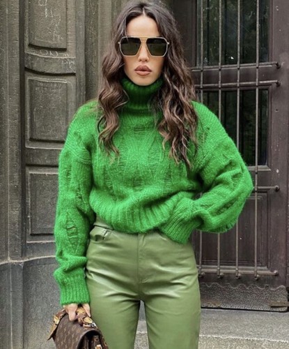 Zara green cropped knit - green,