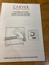 Carver Fanmaster Fan Heater  - Brochure - Instructions - Caravan