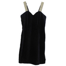Women's Vintage Radley London Black Velvet Dress Party Cocktail Sleeveless UK 12