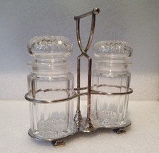 Vintage Silver Plated & Glass Condiment Or Preserve Jar Set