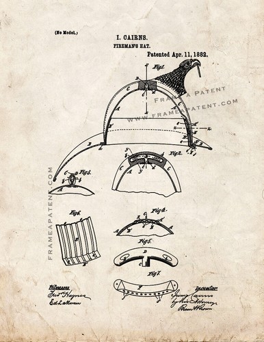 Fireman helmet patent print - patent,