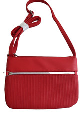 AVON Red Handbag Thin Purse Bag Silver Zip Pocket Long Adjustable Shoulder Strap