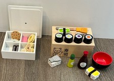 Little Town Wooden Sushi Food Set Kids Pretend Play With Chopsticks & Biscuits