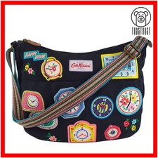 Cath Kidston Whimsical Clock Appliqué Patch Cross Body Bag Shoulder Canvas CQ11
