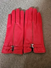 Ladies Warmei Red Fully Lined Leather Gloves BNWOT