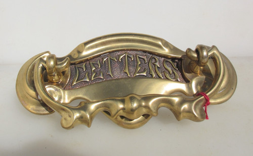 Edwardian brass letterbox - brass,