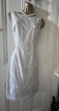 Eliza J Dress Size 14 New Party Wedding Silver Ivory Lace Length 39” RRP £99