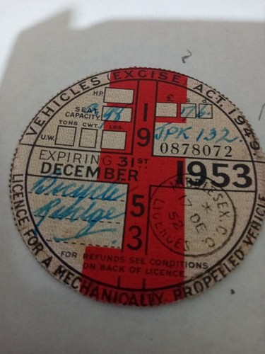 1953 vintage tax disc - vintage,