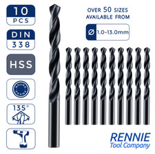Box Of 10 x HSS Metric Jobber Drill Bits 1 - 13mm For Metal Steel Wood Plastic