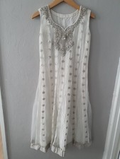 Stunningly Beautiful White Ladies Sari, Regular Made In India. Fully Lined