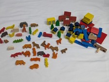 Vintage Creative Playthings Zoo Miniature Wooden toy animals Partial Set Job Lot