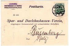 DR 1913, 5 Pf. Germania with perfin on company card by Neuwied