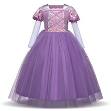 Fancy Costume Kids Cosplay Party Tulle Prom Gowns Princess Sofia Rapunzel Dress