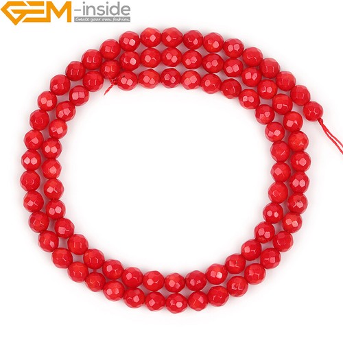 Natural faceted coral red - natural,