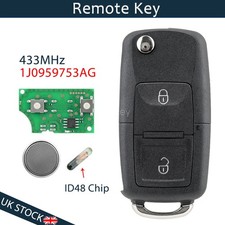433Mhz Remote 2 Button Key Fob ID48 For VW Transporter T5 2004 2005 2006 - 2010