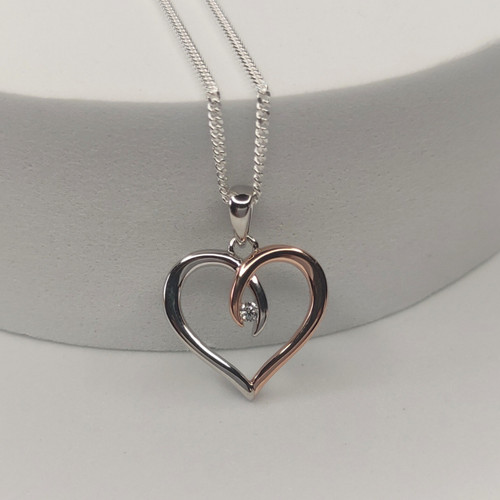 9ct rose gold silver heart - 9ct,