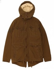 SUPERDRY Mens Hooded Parka Jacket UK 38 Medium Khaki Cotton DT10