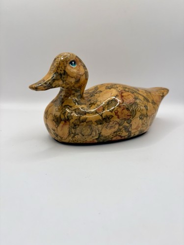 Vintage floral decoupage duck - vintage,