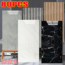 80X PVC Marble Tiles Wall Sticker Self-Adhesive Stick On Kitchen Bathroom Decor