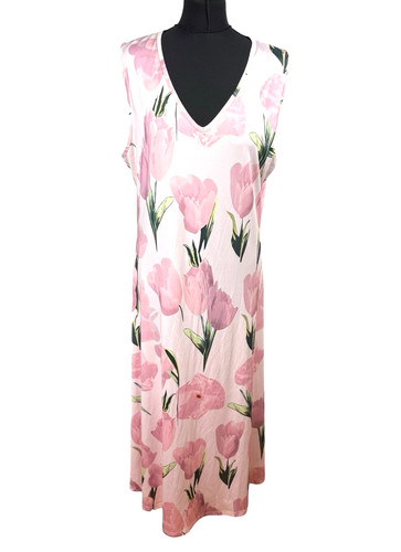Pink tulip floral midi - pink, shift