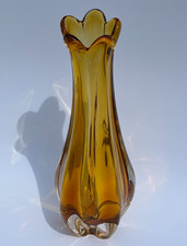 Large Amber Art Glass Vase