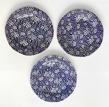 Burleigh Blue Calico Dinner Plates (x3)