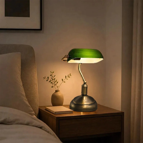 Banker lamp green glass - banker,