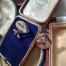 Vintage Doberman Pinscher Dog Cufflinks Silver Tone Portrait Mens Accessories