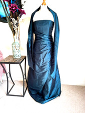Gothic Whitby Steampunk Dress Teal Green Taffeta Strapless Prom Gown Opera 8 10
