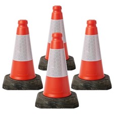 4 PACK RED TRAFFIC CONES  - HEAVY DUTY  450 MM HIGH 2 PIECE
